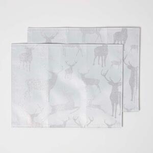 Homescapes Silver Stag Christmas Placemats Set of 2