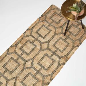 Homescapes Brown Geometric Jute Rug, 66 x 200 cm