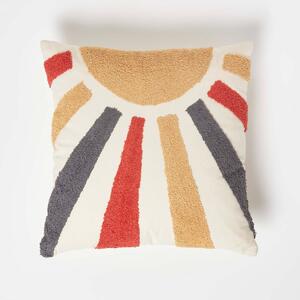 Homescapes Orange & Yellow Sunshine Tufted Cotton Cushion 45 c 45 cm