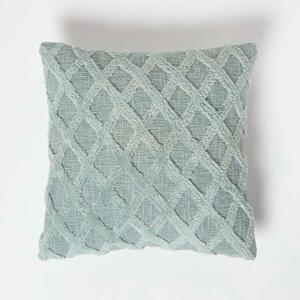 Homescapes Geometric Diamond Green Tufted Cotton Cushion 45 x 45 cm