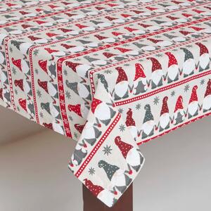 Homescapes Red & Cream Gonk Christmas Table Cloth 127 x 127 cm