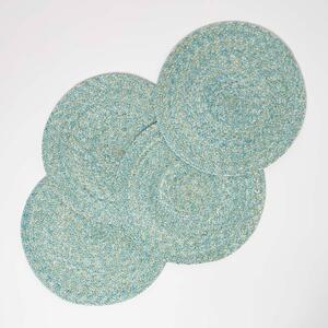 Homescapes Green Woven Placemats Set of 4, 40 cm Round