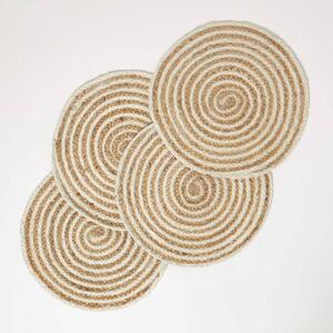 Homescapes Natural Jute Placemats Set of 4, 40 cm Round