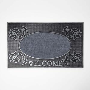 Homescapes Silver Ornate 'Welcome' Door Mat, 75 x 45 cm