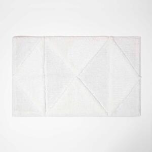 Homescapes White Geometric Tufted Diamond 100% Cotton Non-Slip Bath Mat, 50 x 80 cm, Machine Washable, Super Absorbent, Luxuriously Soft and Tufted