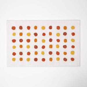 Homescapes Mustard Orange and White Polka Dot 100% Cotton Bath Mat, 50 x 80 cm, Machine Washable, Super Absorbent, Soft and Tufted, Non-Slip Reverse