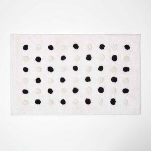 Homescapes Black and White Polka Dot 100% Cotton Bath Mat, 50 x 80 cm