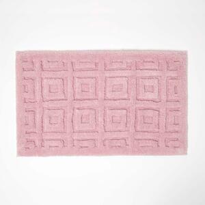 Homescapes Pink Geometric Tufted Tile Cotton Blend Bath Mat, 50 x 80 cm, Machine Washable, Super Absorbent, Luxuriously Soft, Textured Reverse