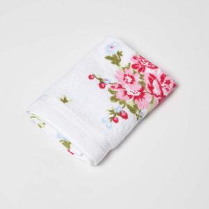 Homescapes Pink and White Floral Printed White Hand Towel 100% Cotton