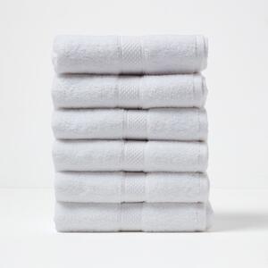 Homescapes White Hand Towel Set of 6 Turkish Cotton