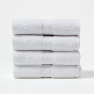 Homescapes White Hand Towel Set of 4 Turkish Cotton