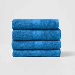 Homescapes Cobalt Blue Hand Towel Set of 4 Turkish Cotton