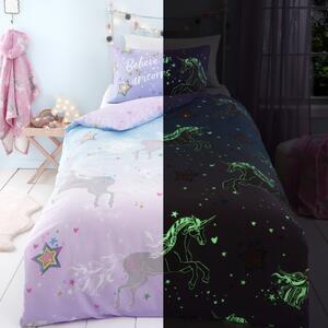 Bedlam Ombre Unicorn Glow in the Dark Duvet Cover Bedding Set Lilac