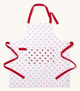 Homescapes Cotton Hearts Red Pink Unisex Apron With Pocket