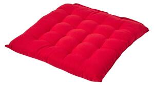 Red Plain Seat Pad with Button Straps 100% Cotton 40 x 40 cm