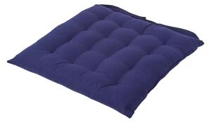 Navy Blue Plain Seat Pad with Button Straps 100% Cotton 40 x 40 cm