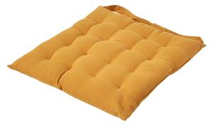 Mustard Yellow Plain Seat Pad with Button Straps 100% Cotton 40 x 40 cm