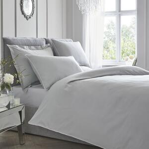 Appletree Piped Cotton Duvet Cover and Pillowcase Set Silver Grey