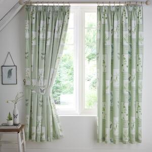 Dreams & Drapes Floral Garden Ready Made Pencil Pleat Curtains Green