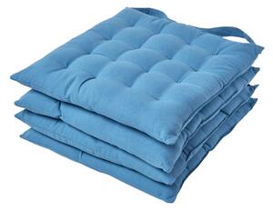 Airforce Blue Plain Seat Pad with Button Straps, 40 x 40cm, Set of 4