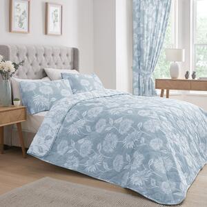 Dreams & Drapes Chrysanthemum 200cm x 230cm Bedspread Blue