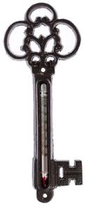 Homescapes Brown Wall Mounted Cast Iron Decorative Key Thermometer