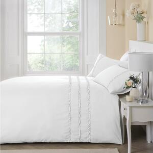 Felicia Frill Duvet Cover and Pillowcase Set White White