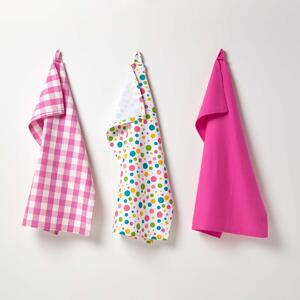 Homescapes Cotton Polka Dot Multi Colour Tea Towels Set Of Three