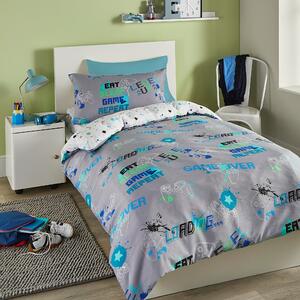 Game Glow Duvet Cover and Pillowcase Set grey
