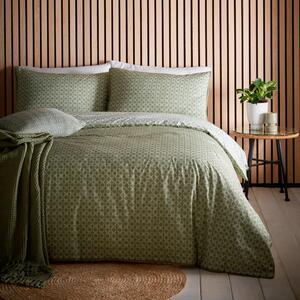 Orson Geometric Duvet Cover and Pillowcase Set Khaki Green khaki green