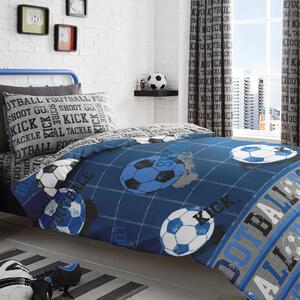 Football Duvet Cover and Pillowcase Set Blue Blue