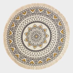 Homescapes Black and Gold Mandala Rug Geometric 100% Cotton Round Rug