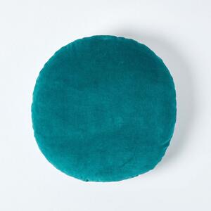 Luxury Teal Green Cotton Velvet Cushion Round Scatter Cushion 40cm