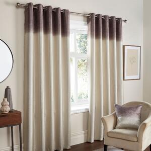 Ombre Strata Ready Made Eyelet Curtains Chocolate