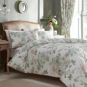 Campion Green and Coral Cotton Sateen Duvet Cover and Pillowcase Set Green