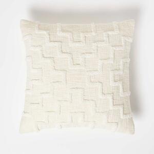 Homescapes Geometric Square Natural Tufted Cotton Cushion 45 x 45 cm