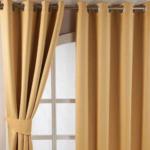 Yellow Herringbone Chevron Blackout Curtains Pair Eyelet Style, 46x54"