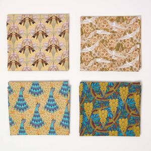 Homescapes Set of 4 Art Deco Fat Quarters Fabric Bundles - Yellow Palette