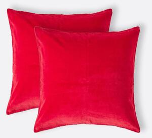 Homescapes Set of 2 Luxury Red Cotton Velvet Cushion Covers 40 x 40 cm