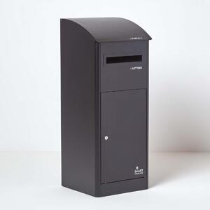 Homescapes Extra-Large Slanted Top Front Access Black Smart Parcel Box