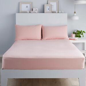 Fusion Plain Dyed Bed Linen Fitted Sheet Blush
