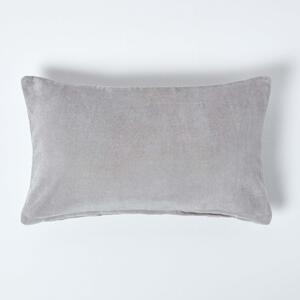 Luxury Silver Grey Cotton Velvet Cushion Cover Rectangle 30 x 50 cm