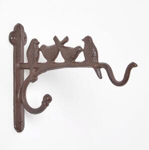 Cast Iron Hanging Basket Hook with Bird Decoration