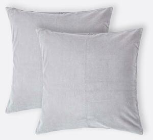 Set of 2 Luxury Silver Grey Cotton Velvet Cushion Covers 40 x 40 cm