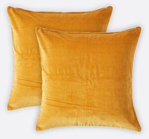 Set of 2 Luxury Mustard Yellow Cotton Velvet Cushion Covers 40 x 40 cm