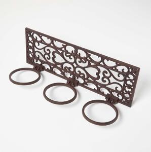 Homescapes Brown Cast Iron Parisian Style Flower Pot Holder for 3 Pots