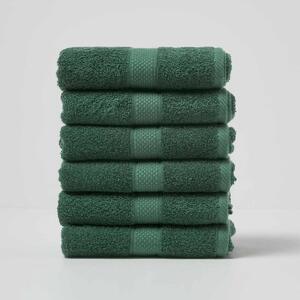 Homescapes Dark Green Hand Towel Set of 6 Turkish Cotton