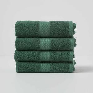 Homescapes Dark Green Hand Towel Set of 4 Turkish Cotton