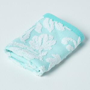 Homescapes Blue Face Cloth 600 GSM Cotton with White Damask Pattern