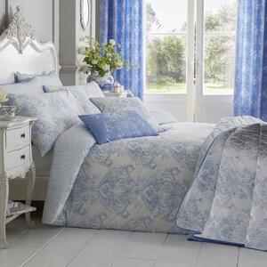 Homescapes Blue French Toile Patterned Duvet Cover Set, Super King